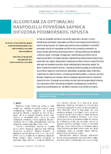 Algoritam za optimalnu raspodjelu površina sapnica difuzora podmorskog ispusta / Vanja Travaš1, Davor Stipanić2.